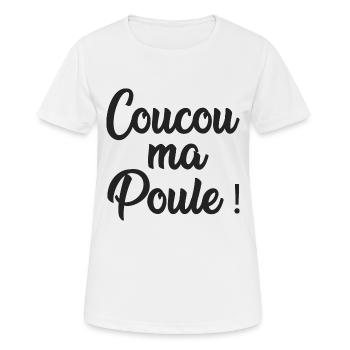coucou ma poule - T-shirt respirant Femme - blanc - Devant - AI Model Female 172 dark (172cm)
