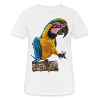 Der blau-gelbe Ara - Frauen T-Shirt atmungsaktiv - Weiß - Vorne - AI Model Female 172 dark (172cm)