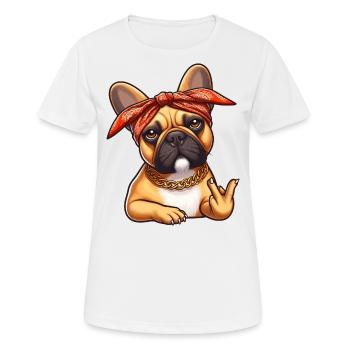 Frenchie The Rapper - Women's Breathable T-Shirt - white - Front - AI Model Female 172 dark (172cm)
