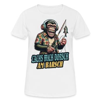 lachs mich dorsch am barsch angeln spruch lustig - Frauen T-Shirt atmungsaktiv - Weiß - Vorne - AI Model Female 172 dark (172cm)