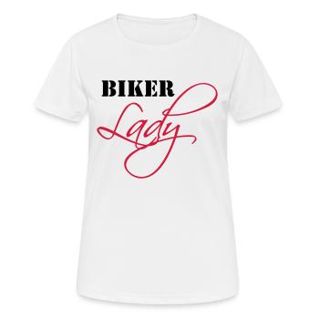 Biker Lady - Frauen T-Shirt atmungsaktiv - Weiß - Vorne - AI Model Female 172 dark (172cm)
