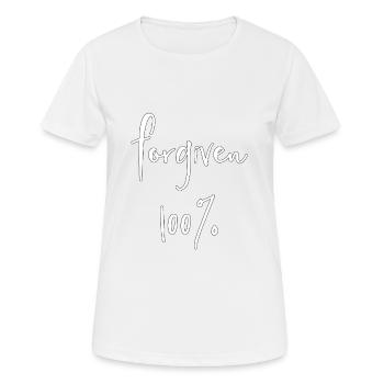 Christian Design - Pardonné cent pour cent - T-shirt respirant Femme - blanc - Devant - AI Model Female 172 dark (172cm)