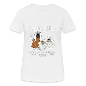 Christian Design Schafe mit ihrem guten Hirten - Frauen T-Shirt atmungsaktiv - Weiß - Vorne - AI Model Female 172 dark (172cm)
