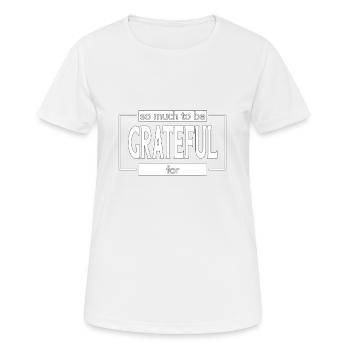 Christian Design Dankbar - Frauen T-Shirt atmungsaktiv - Weiß - Vorne - AI Model Female 172 dark (172cm)
