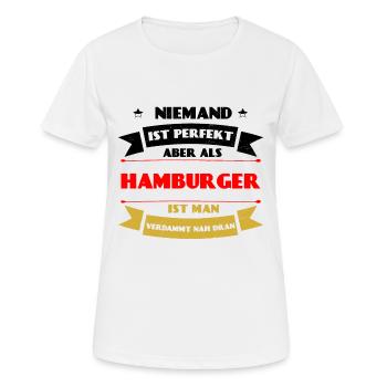 Hamburger parfait - port de Hambourg en Allemagne - T-shirt respirant Femme - blanc - Devant - AI Model Female 172 dark (172cm)