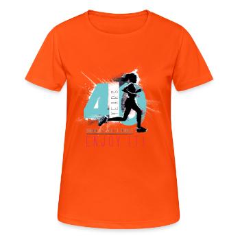 Runner - anniversaire 40 - T-shirt respirant Femme - orange néon - Devant - AI Model Female 172 dark (172cm)