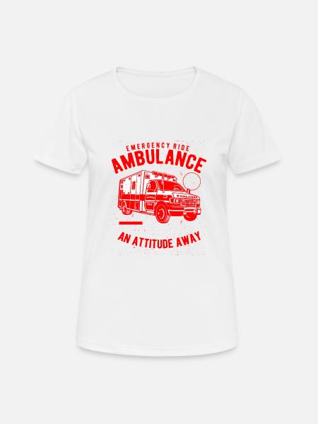 Ambulance Emergency ride - Krankenwagen - Dame T-shirt svedtransporterende - hvid