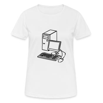 PC im Comicstyle - Frauen T-Shirt atmungsaktiv - Weiß - Vorne - AI Model Female 172 dark (172cm)