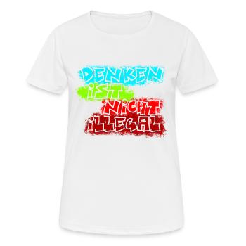 denken nicht illegal türkis - Frauen T-Shirt atmungsaktiv - Weiß - Vorne - AI Model Female 172 dark (172cm)