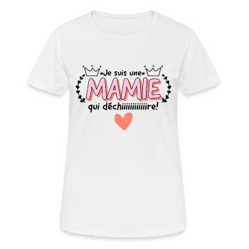 Je suis une mamie qui déchire. - T-shirt respirant Femme - blanc - Devant - AI Model Female 172 dark (172cm)