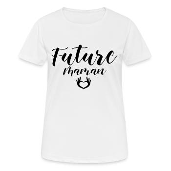 Future maman. Femme enceinte - T-shirt respirant Femme - blanc - Devant - AI Model Female 172 dark (172cm)