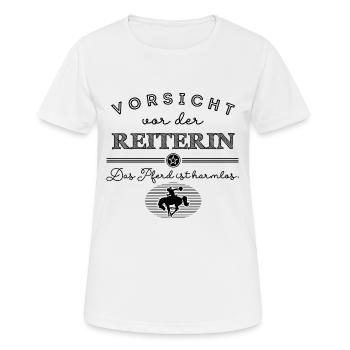 Das Pferd ist harmlos - schwarze Edition - Frauen T-Shirt atmungsaktiv - Weiß - Vorne - AI Model Female 172 dark (172cm)