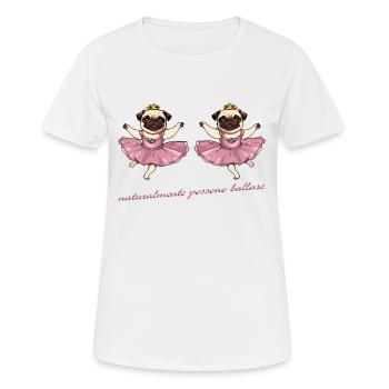 Natürlich können sie tanzen - Tanzende Möpse - Frauen T-Shirt atmungsaktiv - Weiß - Vorne - AI Model Female 172 dark (172cm)