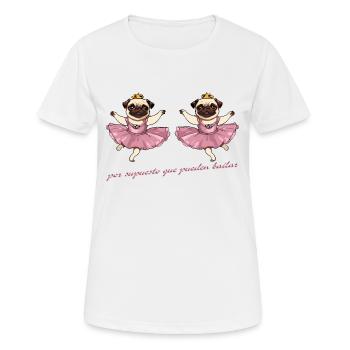 Natürlich können sie tanzen - Möpse tanzen - Frauen T-Shirt atmungsaktiv - Weiß - Vorne - AI Model Female 172 dark (172cm)