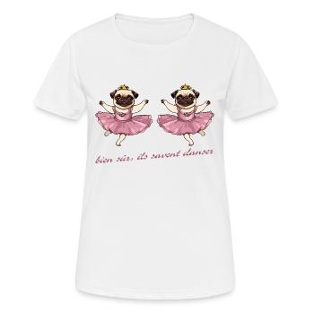 Natürlich können sie tanzen - tanzende Möpse - Frauen T-Shirt atmungsaktiv - Weiß - Vorne - AI Model Female 172 dark (172cm)