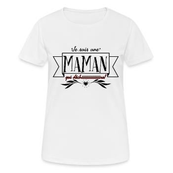 Je suis une maman qui déchire. - T-shirt respirant Femme - blanc - Devant - AI Model Female 172 dark (172cm)