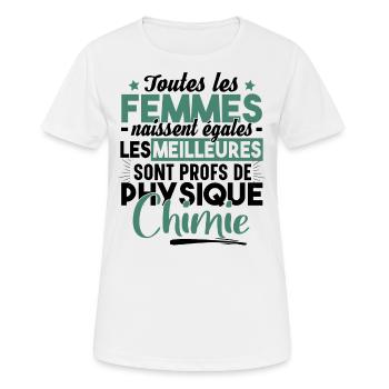 Prof Physique Chimie Professeur Collège Lycée - T-shirt respirant Femme - blanc - Devant - AI Model Female 172 dark (172cm)