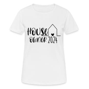 Houseowner 2024 – Eigenheim Umzug Traumhaus - Frauen T-Shirt atmungsaktiv - Weiß - Vorne - AI Model Female 172 dark (172cm)