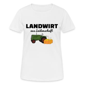 LANDWIRT aus Leidenschaft - Bauer Traktor Shirt - Frauen T-Shirt atmungsaktiv - Weiß - Vorne - AI Model Female 172 dark (172cm)