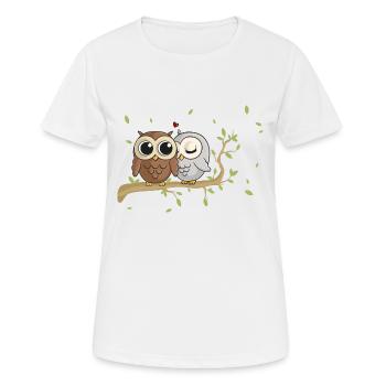 Verliebte Comic Eulen - Frauen T-Shirt atmungsaktiv - Weiß - Vorne - AI Model Female 172 dark (172cm)