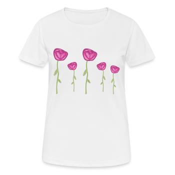 roses rose fleurs fleur plante - T-shirt respirant Femme - blanc - Devant - AI Model Female 172 dark (172cm)