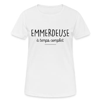 emmerdeuse a temps complet - T-shirt respirant Femme - blanc - Devant - AI Model Female 172 dark (172cm)