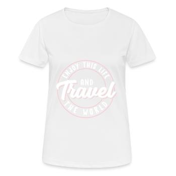 Travel travel saying nature travel - Women's Breathable T-Shirt - white - Front - AI Model Female 172 dark (172cm)