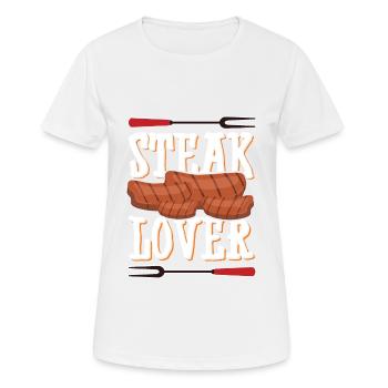 J'aime le steak griller le boeuf à la viande - T-shirt respirant Femme - blanc - Devant - AI Model Female 172 dark (172cm)