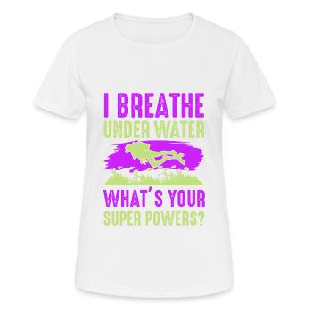Plongée Superpower Humor Div - T-shirt respirant Femme - blanc - Devant - AI Model Female 172 dark (172cm)
