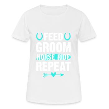 Groom riding groom horse - Women's Breathable T-Shirt - white - Front - AI Model Female 172 dark (172cm)