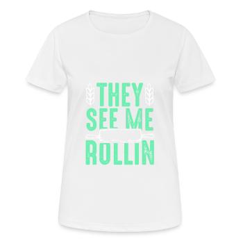 Nudelholz Backen Spruch Zitat - Frauen T-Shirt atmungsaktiv - Weiß - Vorne - AI Model Female 172 dark (172cm)