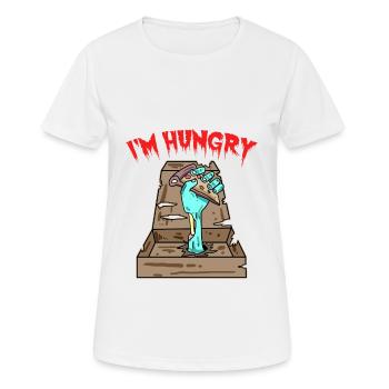 Zombie Pizza Ich habe Hunger - Frauen T-Shirt atmungsaktiv - Weiß - Vorne - AI Model Female 172 dark (172cm)