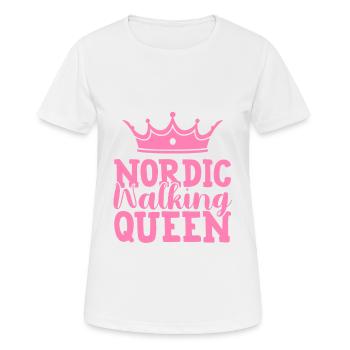 Reine de la marche nordique - T-shirt respirant Femme - blanc - Devant - AI Model Female 172 dark (172cm)