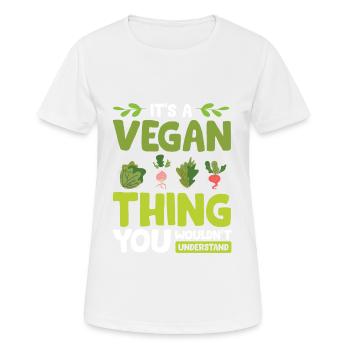 Vegan Veganer - Frauen T-Shirt atmungsaktiv - Weiß - Vorne - AI Model Female 172 dark (172cm)