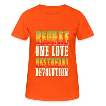 Musique reggae Rastafarian - T-shirt respirant Femme - orange néon - Devant - AI Model Female 172 dark (172cm)
