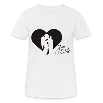 Romantisches Paar im Herz – Liebevolles Design - Frauen T-Shirt atmungsaktiv - Weiß - Vorne - AI Model Female 172 dark (172cm)