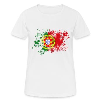 Portugal flag paint spot blob splatter blob - Women's Breathable T-Shirt - white - Front - AI Model Female 172 dark (172cm)
