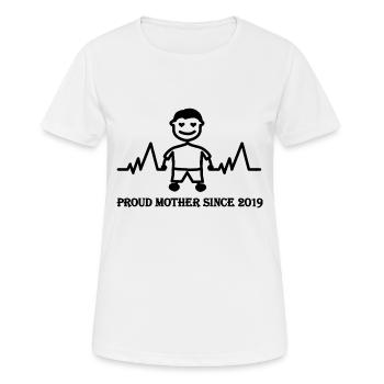 Stolzer Mutter seit 2019 eines Jungen - Frauen T-Shirt atmungsaktiv - Weiß - Vorne - AI Model Female 172 dark (172cm)