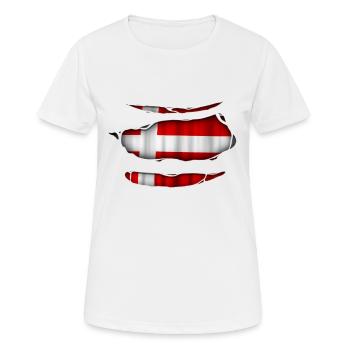 Denmark flag torn 017 - Women's Breathable T-Shirt - white - Front - AI Model Female 172 dark (172cm)