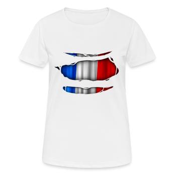 France flag torn 017 - Women's Breathable T-Shirt - white - Front - AI Model Female 172 dark (172cm)
