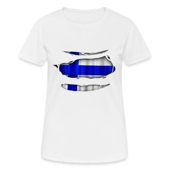 Finland flag torn 017 - Women's Breathable T-Shirt - white - Front - AI Model Female 172 dark (172cm)
