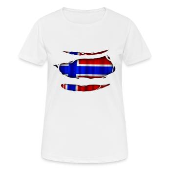 Norway flag torn 017 - Women's Breathable T-Shirt - white - Front - AI Model Female 172 dark (172cm)