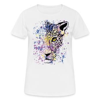Bunter Leopard Raubkatze Animal Print Cool - Frauen T-Shirt atmungsaktiv - Weiß - Vorne - AI Model Female 172 dark (172cm)
