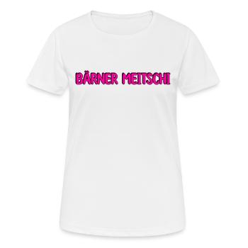 Bärner Meitschi ( Berner Mädchen) - Frauen T-Shirt atmungsaktiv - Weiß - Vorne - AI Model Female 172 dark (172cm)