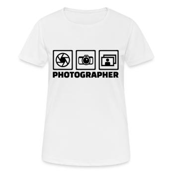Fotograf - Frauen T-Shirt atmungsaktiv - Weiß - Vorne - AI Model Female 172 dark (172cm)