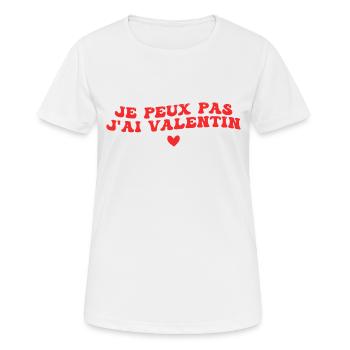 je peux pas j'ai Valentin - T-shirt respirant Femme - blanc - Devant - AI Model Female 172 dark (172cm)