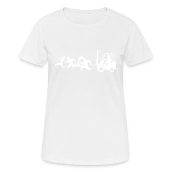 Gabelstapler zertifiziert - LKW-Fahrer - Frauen T-Shirt atmungsaktiv - Weiß - Vorne - AI Model Female 172 dark (172cm)