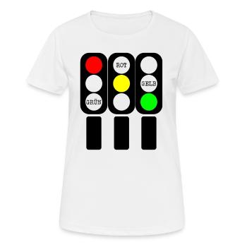 rot gelb gruen schwarz - Frauen T-Shirt atmungsaktiv - Weiß - Vorne - AI Model Female 172 dark (172cm)