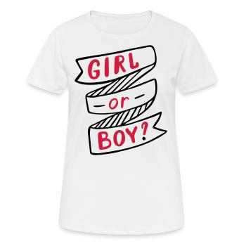 Boy or Girl Junge oder Mädchen Schwanger Pregnant - Frauen T-Shirt atmungsaktiv - Weiß - Vorne - AI Model Female 172 dark (172cm)