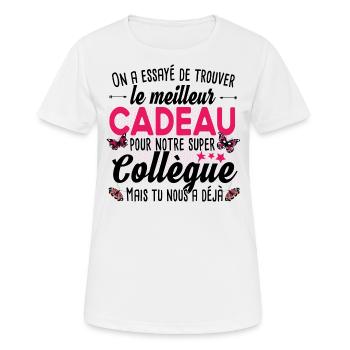 Collègue Retraite Femme T-shirt Mug Cadeau - T-shirt respirant Femme - blanc - Devant - AI Model Female 172 dark (172cm)